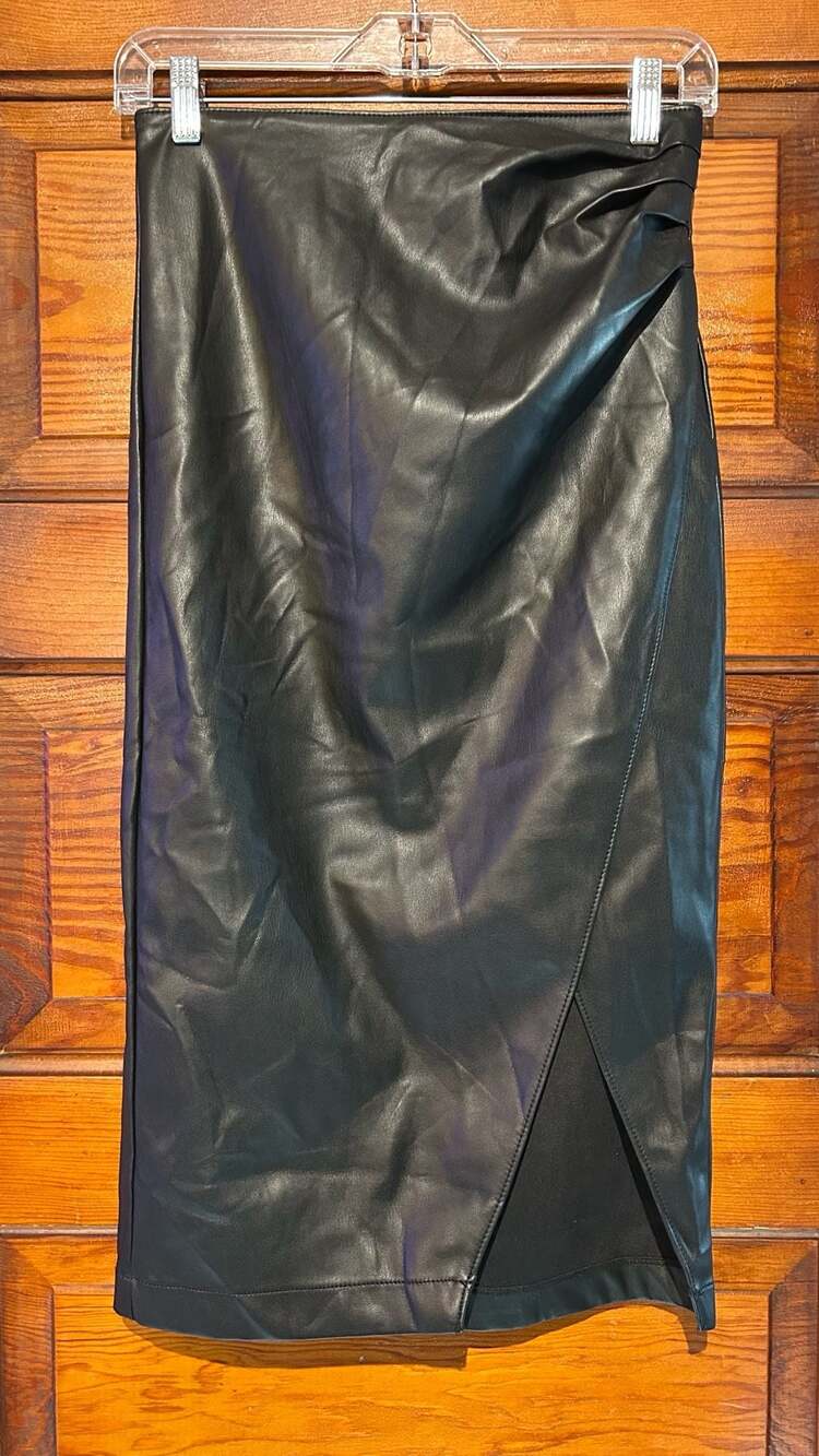 Abercrombie & Fitch Vegan Leather Midi Skirt Size XS Black